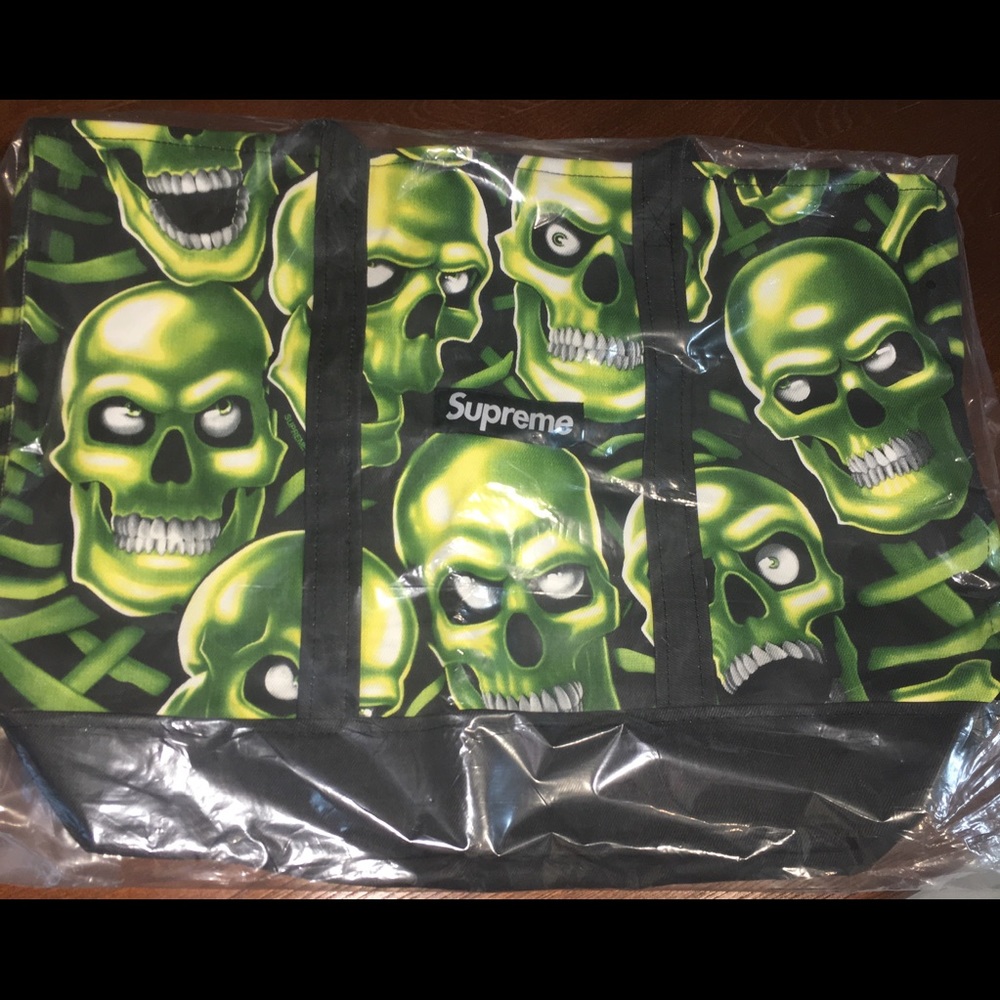 Supreme Skull Pile Denim Tote Black
